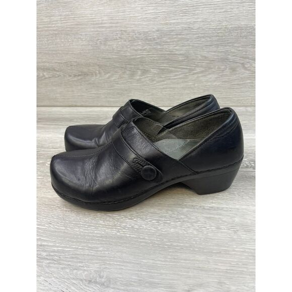 Dansko Womens Clogs Leather Black 9 Slip On Comfort Work Nurse Cushioned Shoes - Picture 3 of 11